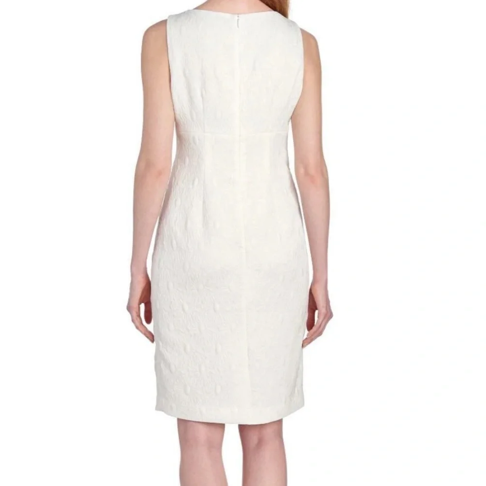 Kasper white Jacquard Floral sleeveless midi empire dress size 14 - Picture 3 of 6